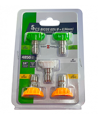 Jogo 5 bicos 025 diam. 0,94mm 2 verd 25, 2 ama, 1 br - 0761091020 - Sigma