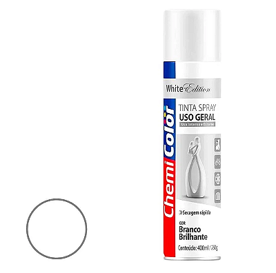 Tinta Spray Uso Geral 400ml Branco - 0680095 - CHEMICOLOR