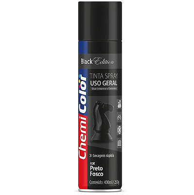 Tinta Spray Uso Geral 400ml Preto Fosco - 0680096 - CHEMICOLOR