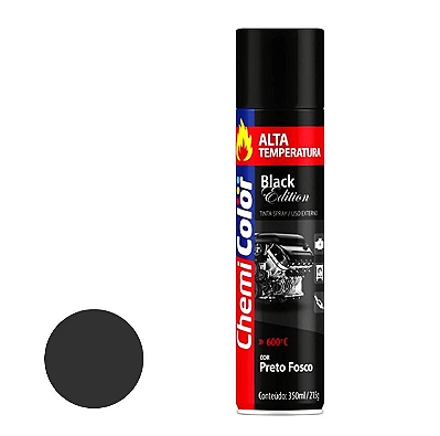Tinta Spray Alta Temperatura 350ml Preto Fosco - 0680098 - CHEMICOLOR