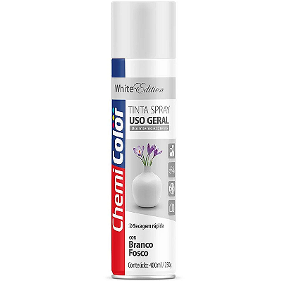 Tinta Spray Uso Geral 400ml Branco Fosco - 0680123 - CHEMICOLOR