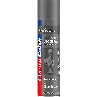 Tinta Spray Uso Geral 400ml Cinza Escuro - 0680196 - CHEMICOLOR