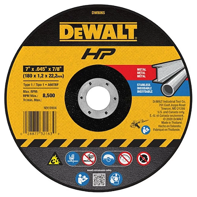 DISCO DE CORTE ABRASIVO FINO 7X1/16X7/8 - DEWALT