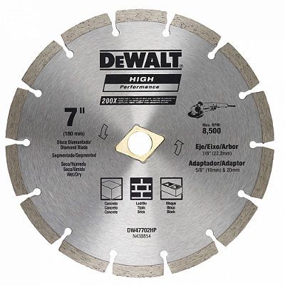 DISCO DIAMANT. SEGMENT. 7POL. 180MM - DEWALT