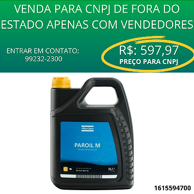 OLEO LUB MINERAL PAROIL M (5 LTS) - 1.000H - COMP. ATLAS