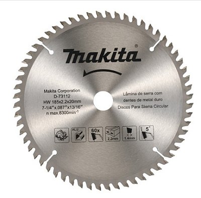 LAMINA DE WIDEA 7 1/4 POL. 60D P/ ALUMINIO - D-73112 - MAKITA