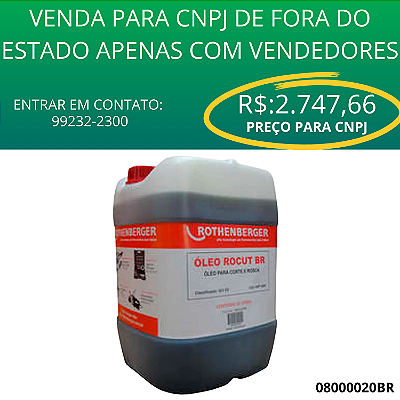 OLEO LUB ROSCA CORTE EMBALAGEM - ROSQUEADEIRA (20 LTS) ROCUT - 08000020BR