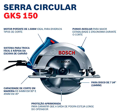 SERRA CIRCULAR 7 1/4 127V 1500W GKS-150 - BOSCH