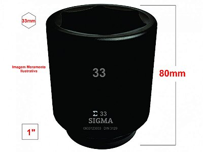 SOQUETE IMPACTO LONGO 1POL. 33MM (PRETO) - SIGMA