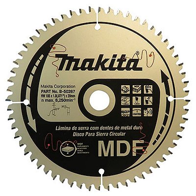 LAMINA SERRA CIRCULAR 185X20MM 60D (MDF REVEST) - MAKITA