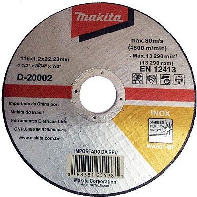 DISCO DE CORTE ABRASIVO FINO 4 1/2X3/64X7/8 GR 60 (UN) BRANC