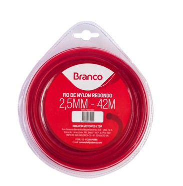 BRANCO - FIO DE NYLON REDONDO 42M 2,5MM (VERMELHO)