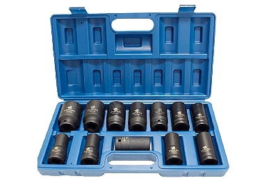 SOQUETE IMPACTO LONGO 3/4 17-38MM (JG) 12PCS C/ MAL - PRETO