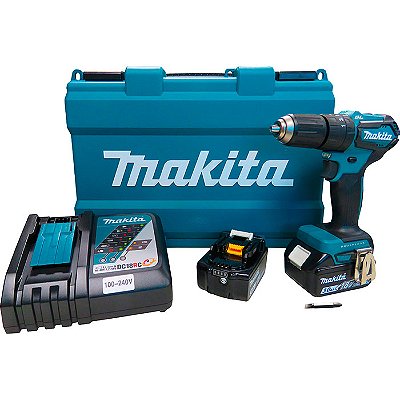 Parafusadeira/ Furadeira 1/2" 18V + 2 Baterias + Carregador + Maleta De Impacto - DHP483RFE Makita