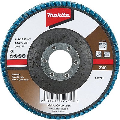 DISCO FLAP LIXA LAM. 4.1/2X7/8 POL. GR40 (ZIRC) - MAKITA