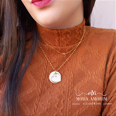 Colar Duplo Coração Vazado - Folheado Ouro 18K