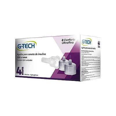 Agulhas para caneta de insulina G-Tech 4MM 32G C/100