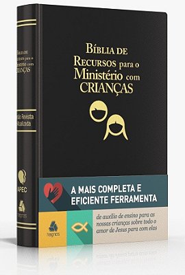Bíblia De Recursos Para O Ministério Com Crianças - Apec - Luxo Pu Preta