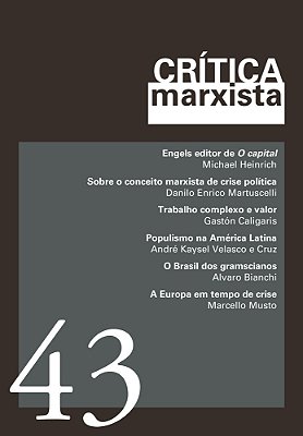 Crítica Marxista - Vol. 43 - Ano 2016 Engels Editor De O Capital