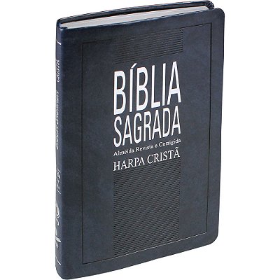 Bíblia Sagrada Com Harpa Cristã - Capa De Couro Sintético Azul Nobre Almeida Revista E Corrigida (Arc)