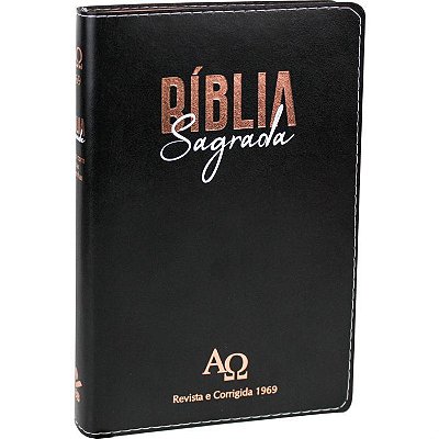 Bíblia Sagrada Rc 1969 Letra Grande Com Índice Digital - Capa Couro Sintético Preta Almeida Revista E Corrigida (Arc) Com Letras Vermelhas