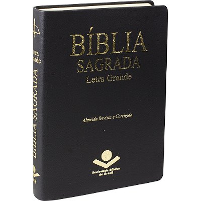 Bíblia Sagrada Letra Grande Com Índice Digital - Couro Sintético Preta Almeida Revista E Corrigida (Arc)