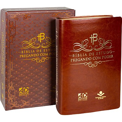 Bíblia De Estudo Pregando Com Poder - Capa Marrom Nobre Almeida Revista E Corrigida (Arc)