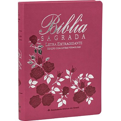 Bíblia Sagrada Letra Extragigante Com Índice Digital - Couro Sintético Pink Almeida Revista E Corrigida (Arc) Com Letra Vermelha