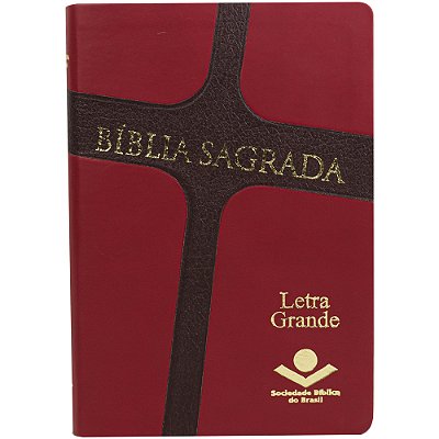 Bíblia Sagrada Letra Grande - Capa Couro Sintético Vermelha E Marrom Escuro Nova Almeida Atualizada (Naa)