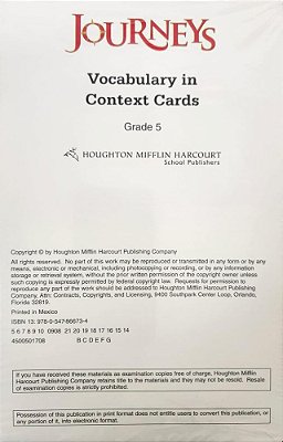 Journeys 2017 Grade 5 - Vocabulary Cards
