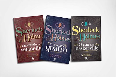 Coleção Sherlock Holmes - 3 Livros Um Estudo Em Vermelho + O Signo Dos Quatro + O Cão Dos Baskerville
