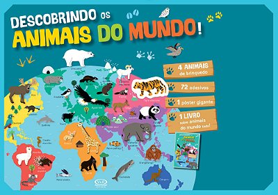 Descobrindo Os Animais Do Mundo! - Livro Com Adesivos E Brinquedos & Pôster