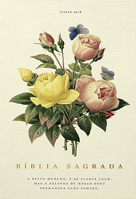 Bíblia Nvi, Tecido Sobre Capa Dura, Bouquet, Letras De Jesus Em Vermelho