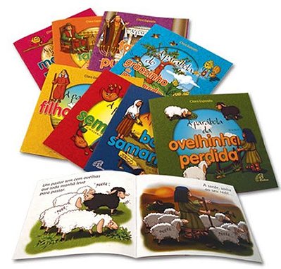 Coleção Parábolas (8 Títulos) 8 Livrinhos: Ricamente Ilustrados! Com Atividades Divertidas!