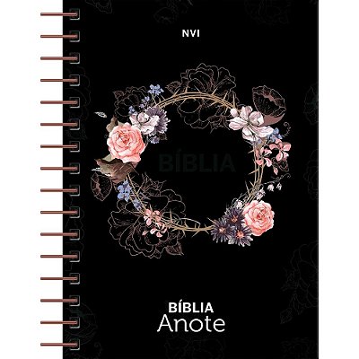 Bíblia Anote - Flores Preta Bíblia Com Espaço De Anotação