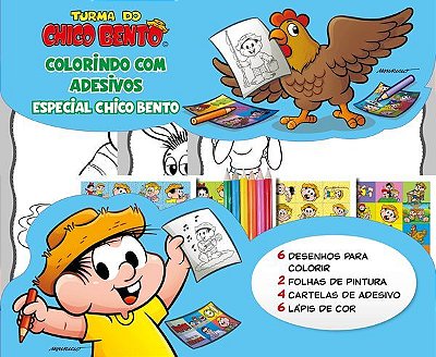 Turma Da Mônica Colorindo Com Adesivos Especial - Chico Bento