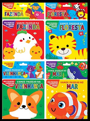 Coleção Livro De Pano 01 - Kit Com 4 Livros De Pano