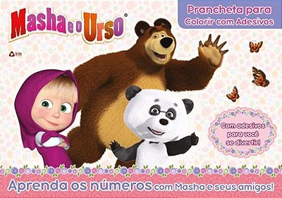Masha E O Urso - Prancheta Colorir Com Adesivos