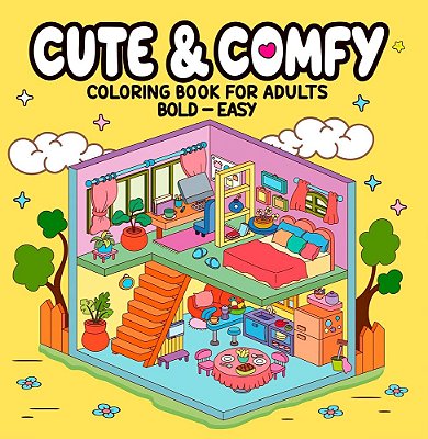 Cute E Comfy Coloring Book For Adults - Bold Easy - Livro De Colorir Adulto..-