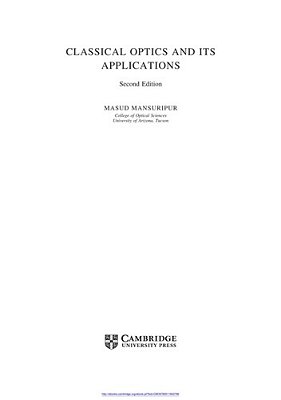 Classical Optics And Its Applications..-