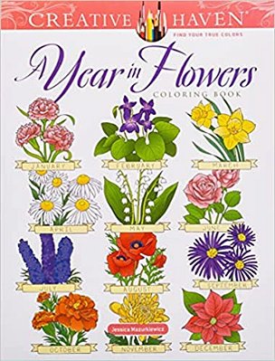 Creative Haven A Year In Flowers Coloring Book-..