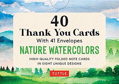 Nature Watercolors, 40 Thank You Cards With Envelopes: (4 1/2 X 3 Inch Blank Cards In 8 Unique Designs)-..