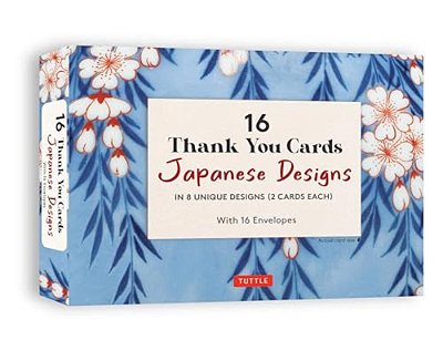16 Thank You Cards Japanese Designs: 4 1/2 X 3 Inch Blank Cards In 8 Lovely Designs (2 Each) With 16 Envelopes-..