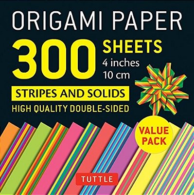Origami Paper 300 Sheets Stripes And Solids 4 (10 Cm): Tuttle Origami Paper: Double-Sided Origami Sheets Printed With 12 Different Designs-..
