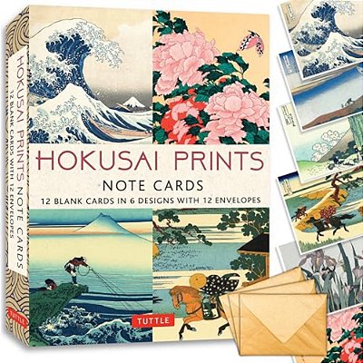 Hokusai Prints Note Cards - 12 Cards: 12 Blank Cards In 6 Lovely Prints (2 Each) With 12 Patterned Envelopes In A Keepsake Box-..