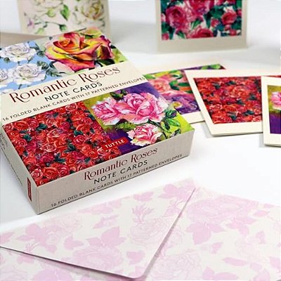 Romantic Roses, 16 Note Cards: 8 Illustrations Of Painted Roses (Blank Cards With Envelopes In A Keepsake Box)-..