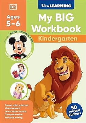 Disney Learning Big Workbook Kindergarten: Math & English Workbook For Kids Aged 5-6, Curriculum-Based-..