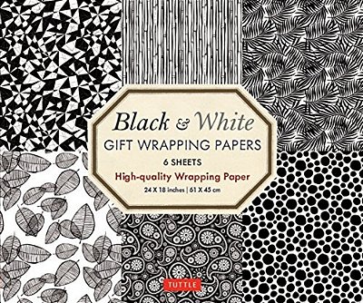 Black & White Gift Wrapping Papers - 6 Sheets: 24 X 18 Inch (61 X 45 Cm) Wrapping Paper-..