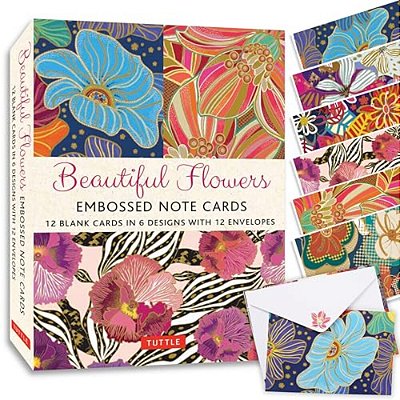 Beautiful Flowers, 12 Embossed Note Cards: 12 Blank Cards In 6 Lovely Designs (2 Each) With 12 Patterned Envelopes In A Keepsake Box-..