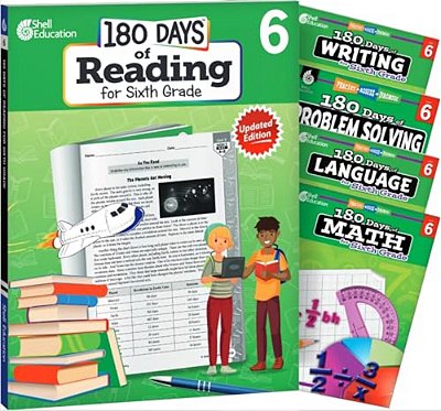 180 Days(tm) Reading, Math, Problem Solving, Writing, & Language For Grade 6: 5-Book Set: Practice, Assess, Diagnose-..